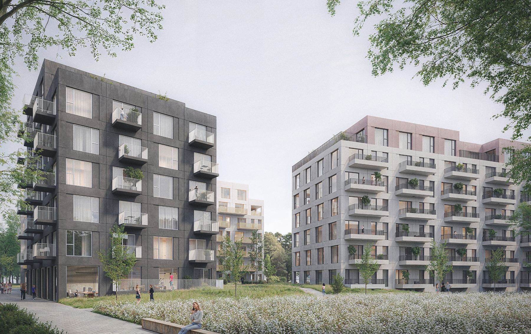 Residential buildings of the first phase around a shared courtyard